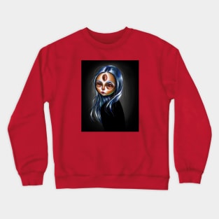 Blue Haired Girl Pop Surrealism Illustration Study Crewneck Sweatshirt